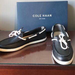 Cole Haan navy leather boat shoes/ camp moccasin